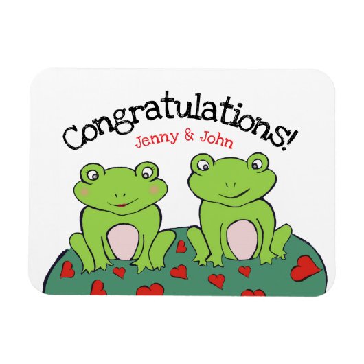 Congratulations frog wedding  magneet (Horizontaal)