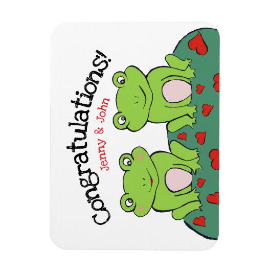 Congratulations frog wedding  magneet (Verticaal)