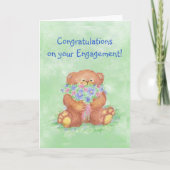 Congratulations Fun Teddy Bear Flowers Kaart (Voorkant)