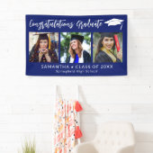 Congratulations Grad Cap Blue 3 Photo Graduation Spandoek (Insitu)