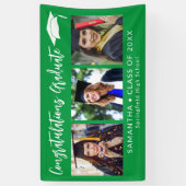 Congratulations Grad Cap Green 3 Photo Graduation Spandoek (Verticaal)