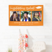 Congratulations Grad Cap Orange 3 Photo Graduation Spandoek (Insitu)
