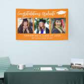 Congratulations Grad Cap Orange 3 Photo Graduation Spandoek (Beurs)