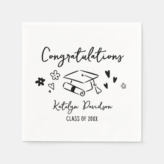 Congratulations Grad Doodle Beverage Servet (Voorkant)