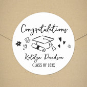 Congratulations Grad Doodle Ronde Sticker