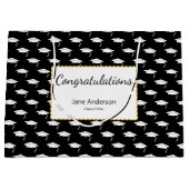 Congratulations Grad Name Black White Graduate Cap Groot Cadeauzakje (Voorkant)