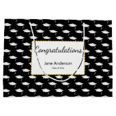 Congratulations Grad Name Black White Graduate Cap Groot Cadeauzakje (Achterkant)