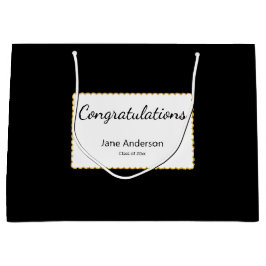 Congratulations Grad Name Black & White Graduation Groot Cadeauzakje