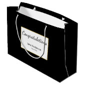 Congratulations Grad Name Black & White Graduation Groot Cadeauzakje (Achterkant Gekanteld)