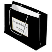 Congratulations Grad Name Black & White Graduation Groot Cadeauzakje (Voorkant Gekanteld)