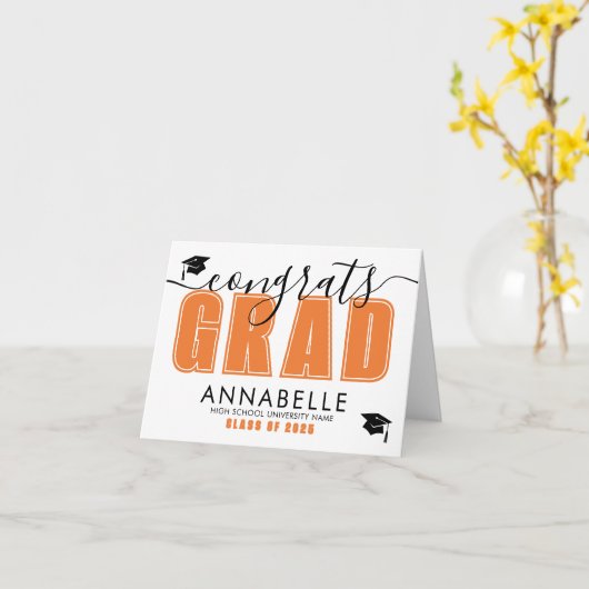 Congratulations Grad Orange Graduation Kaart (Gele Bloem)