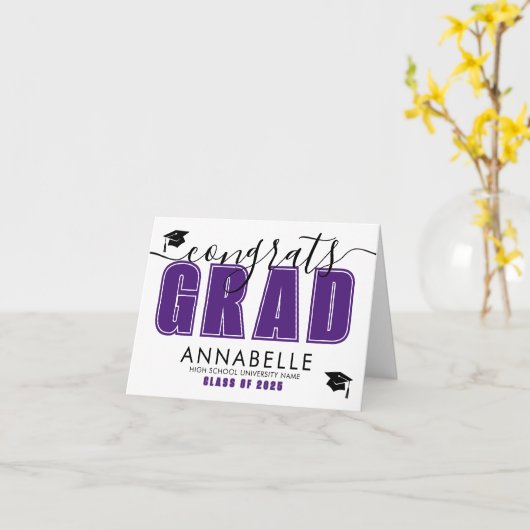 Congratulations Grad Purple Graduation Kaart (Gele Bloem)