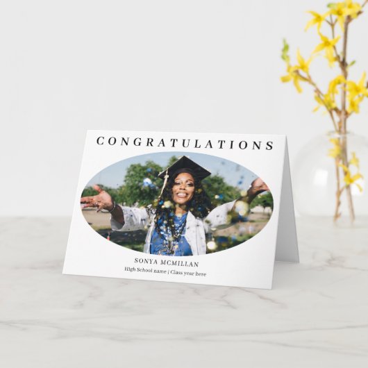 Congratulations Graduate Oval Photo Graduation Kaart (Gele Bloem)