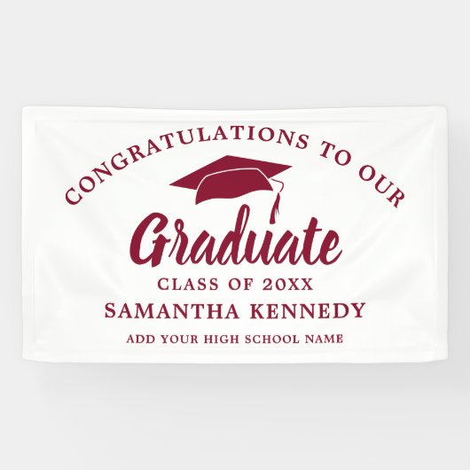 Congratulations Graduate Simple Burgundy And White Spandoek (Horizontaal)