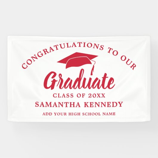 Congratulations Graduate Simple Red And White Spandoek (Horizontaal)