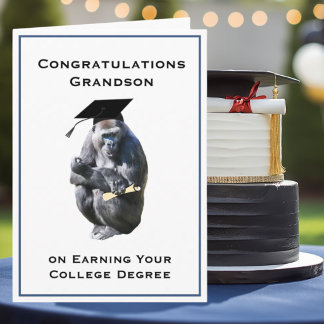 Congratulations Grandson  Degree Funny Gorilla Kaart