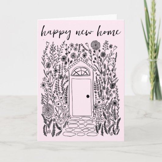 Congratulations Happy New Home Garden Door Custom Kaart (Voorkant)