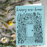 Congratulations Happy New Home Garden Door Custom Kaart<br><div class="desc">Beschikbaar als digitale download om snel te e-mailen en op te slaan op de verzendkosten. Zoete tekening van een voordeur en tuin om iemand te feliciteren met hun nieuwe huis of hen te verwelkomen in de buurt! Klik op "Personaliseren" hierboven om de tekst te bewerken. Klik vervolgens op "Bewerken met...</div>