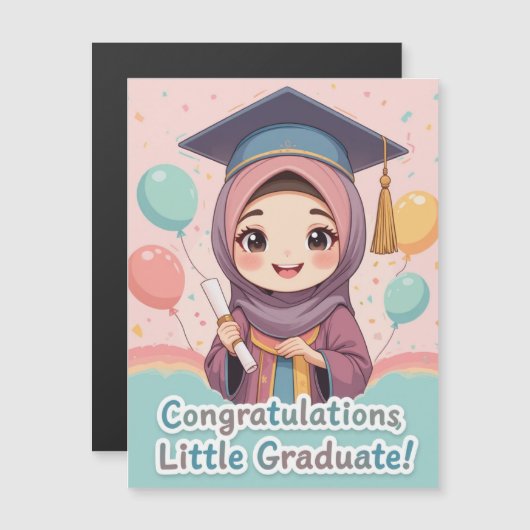 Congratulations Hijabi Girl – Elegant Graduation Magnetische Uitnodiging (Voorkant / Achterkant)