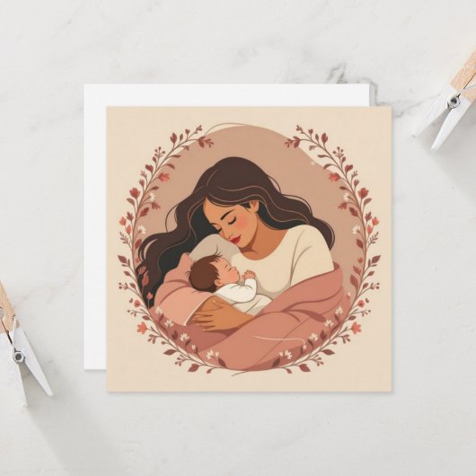 Congratulations mama new mom kaart (Voorkant / Achterkant in situ)