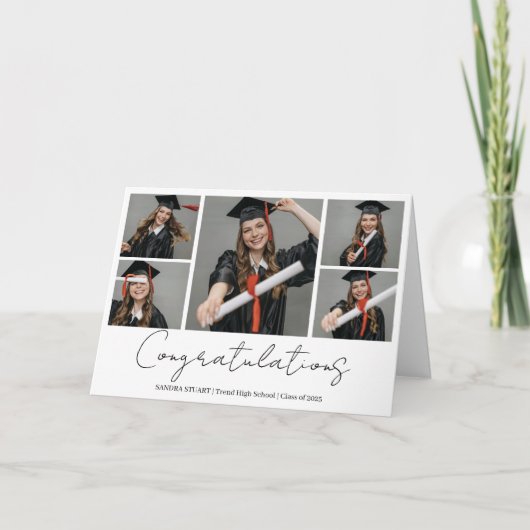 Congratulations Modern Photo Collage Graduate Kaart (Voorkant)