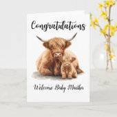 Congratulations New Baby Highland Cow Mother Card Kaart (Gele Bloem)