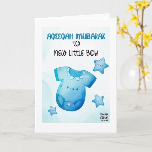 Congratulations on Aqeeqa - Boy Kaart (Gele Bloem)