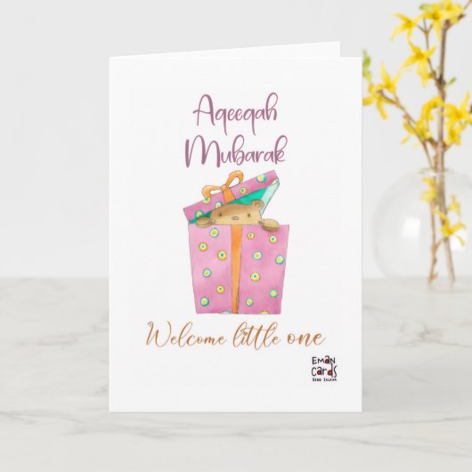 Congratulations on Aqeeqa - Gift Box Kaart (Gele Bloem)