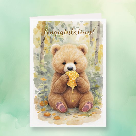 Congratulations on New Baby Boy Poem Bear Themed Kaart