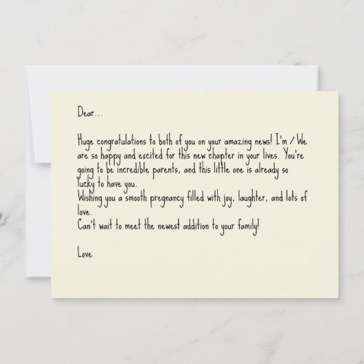 Congratulations On Pregnancy, w. Sample Text, Card (Achterkant)