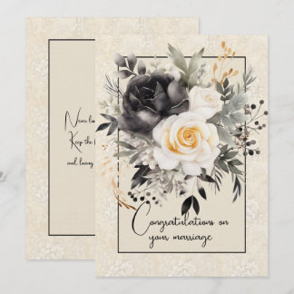Congratulations on your marriage floral bouquet notitiekaartje