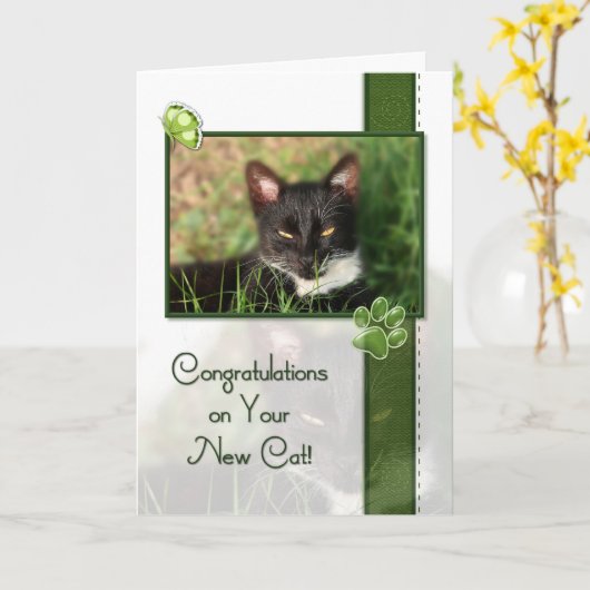 Congratulations on Your New Cat Kaart (Gele Bloem)