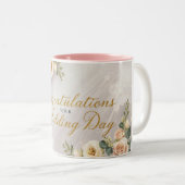 Congratulations On Your Wedding Day Tweekleurige Koffiemok (Voorkant rechts)
