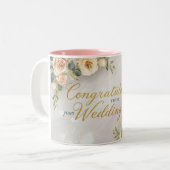 Congratulations On Your Wedding Day Tweekleurige Koffiemok (Voorkant links)