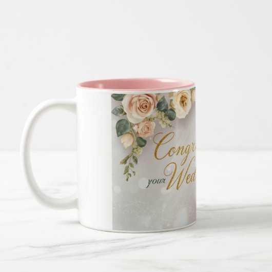 Congratulations On Your Wedding Day Tweekleurige Koffiemok (Links)