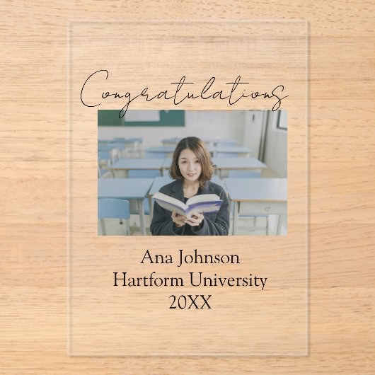 Congratulations photo graduate name university yea acryl uitnodigingen (Voorkant)