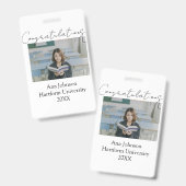 Congratulations photo graduate name university yea badge (Voor- en achterkant)