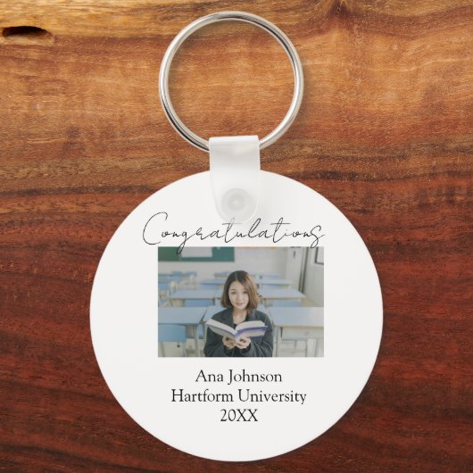 Congratulations photo graduate name university yea sleutelhanger (Achterkant)