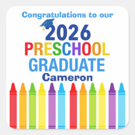 Congratulations Preschool Graduate Custom Party Vierkante Sticker