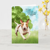 Congratulations reBARKable Bull Terrier Dog Kaart (Gele Bloem)