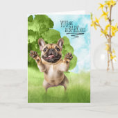 Congratulations reBARKable Tan French Bulldog Kaart (Gele Bloem)