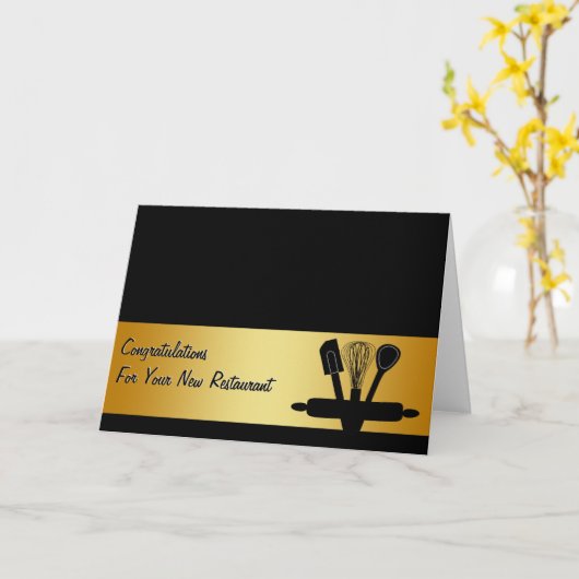 Congratulations Restaurant New Business Card Kaart (Gele Bloem)
