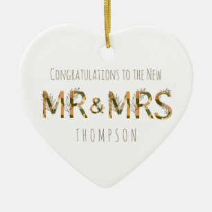 Congratulations to New Mr and Mrs Name Foliage Keramisch Ornament
