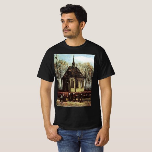 Congregatie in de kerk, Nuenen door Vincent van Go T-shirt (Voorkant volledig)