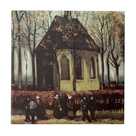 Congregatie in de kerk, Nuenen door Vincent van Go Tegeltje (Voorkant)