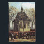 Congregatie in de kerk, Nuenen door Vincent van Go Theedoek<br><div class="desc">Congregatie De Hervormde Kerk in Nuenen verlaten door Vincent van Gogh is een mooi kunstschilderij in het kader van het indrukwekkende architectonisch schilderij van de architectuur, met een kerk met parochianen die aan het einde van de dienstverlening vertrekken. Over de kunstenaar: Vincent Willem van Gogh was een Post Impressionistische schilder...</div>