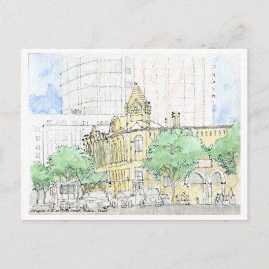 Congres Ave. bij Forth Street, Austin, Texas Briefkaart (Voorkant)