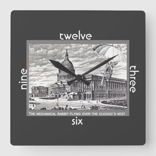 Congres: Cuckoo Mechanical Rabbit Vierkante Klok (Voorkant)