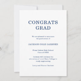 Congres Grad Classic Navy Blue Graduation Aankondiging