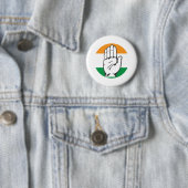 Congres Party of India Hand Symbol Ronde Button 5,7 Cm (In situ)